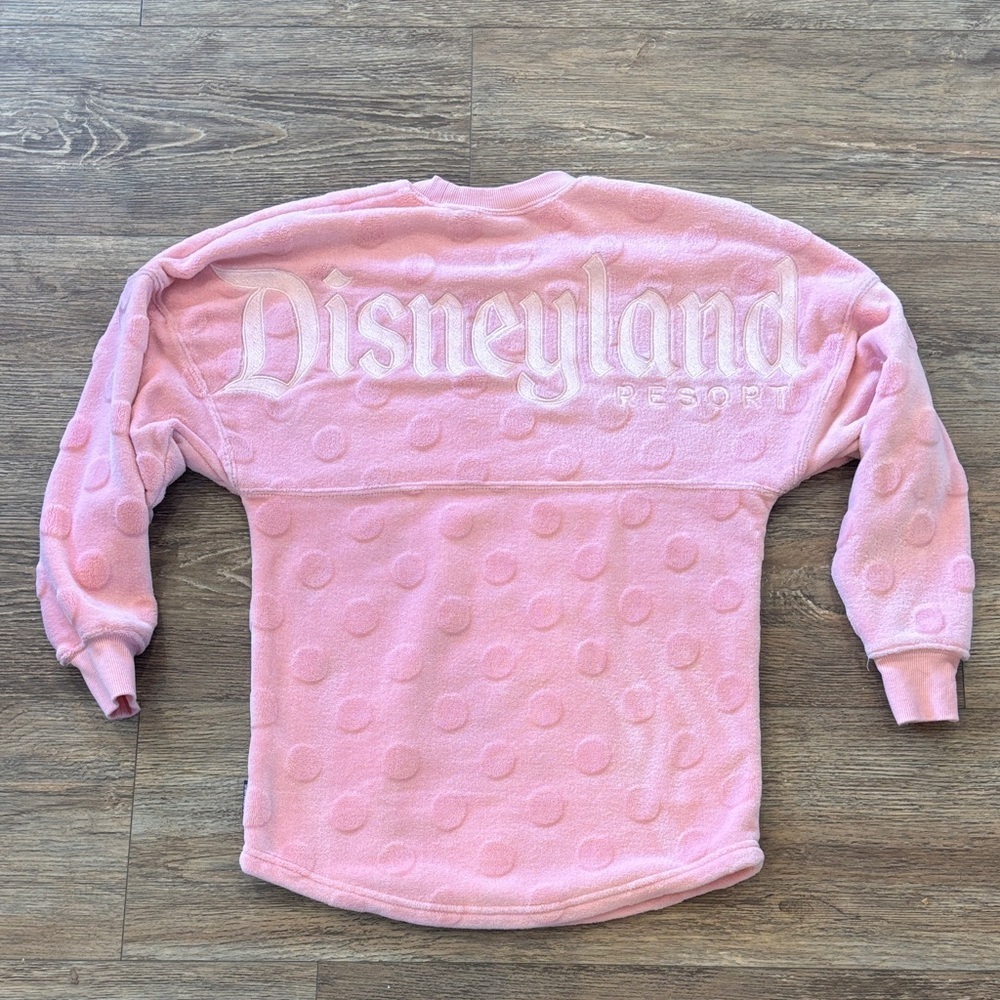 Disneyland Spirit Jersey Pink Polka Dot Crew Neck Fleece US XS - Picture 10 of 10